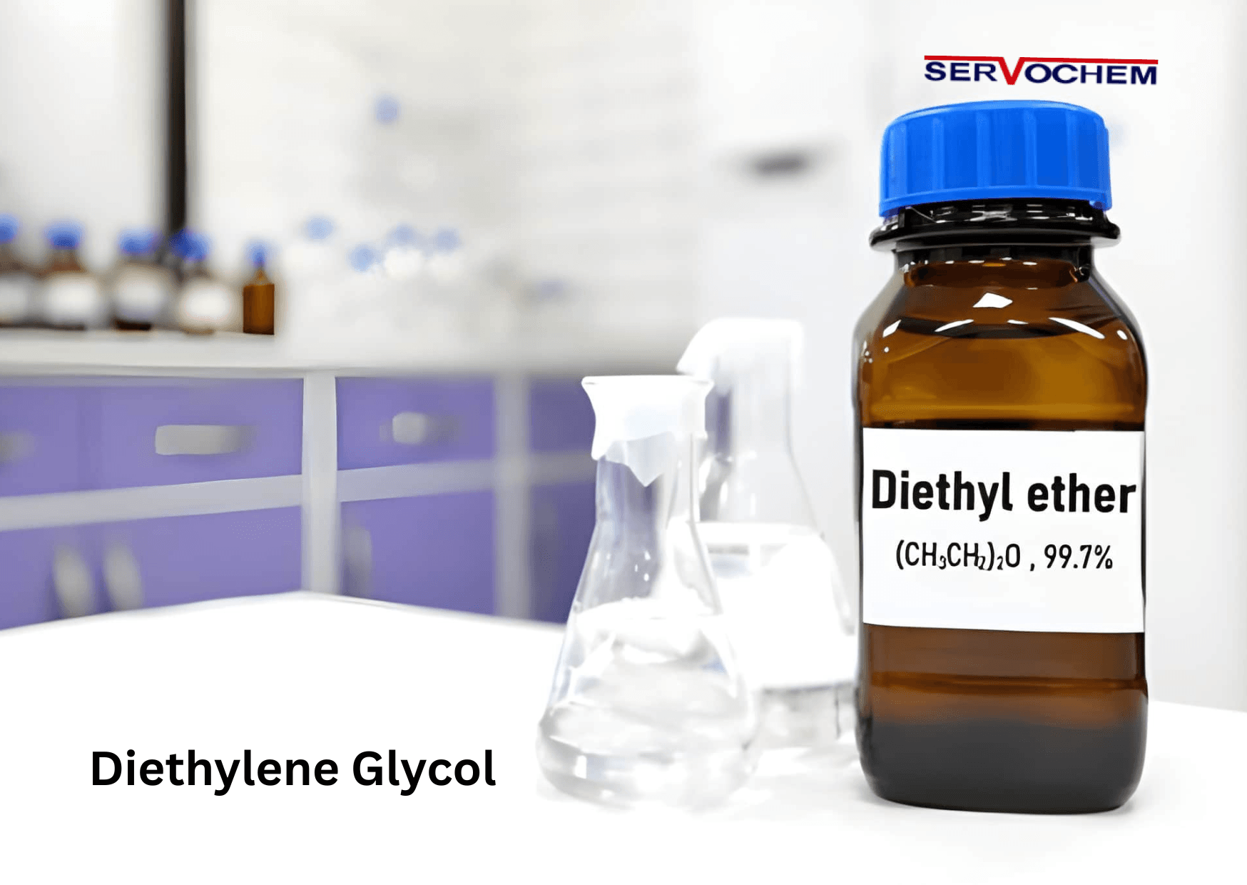Clear Diethylene Glycol liquid used in industrial solvents, resins, and textile applications.