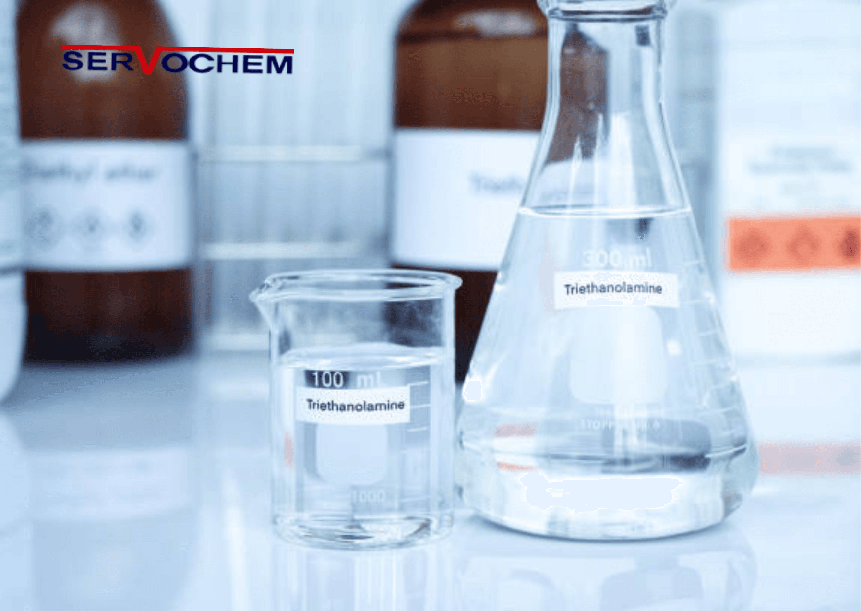 TEA Triethanolamine chemical used in cosmetics, detergents, cement additives, and industrial formulations.