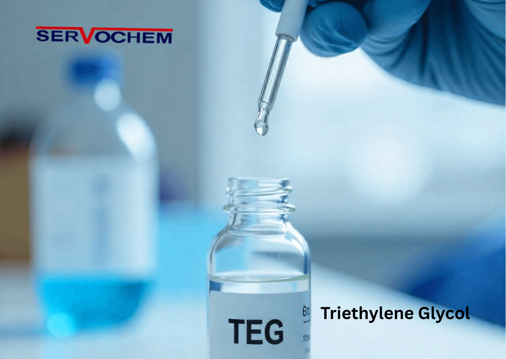 Clear Triethylene Glycol liquid used for gas dehydration and industrial chemical processing.